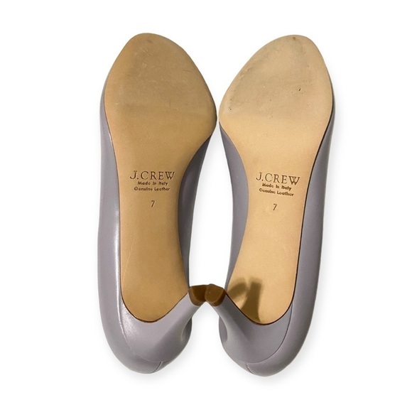 New J. Crew Miri Mid heel Leather Pumps, light gray, size 7 - Picture 8 of 12